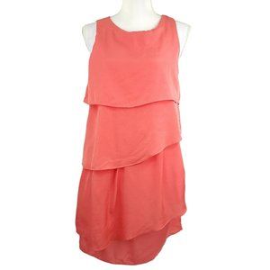 Esley Layered Cocktail Dress Womens Size S Coral Sleeveless Ruffle Back Zip NEW